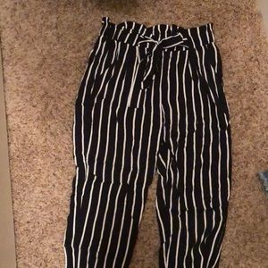 Stripped black and white pants